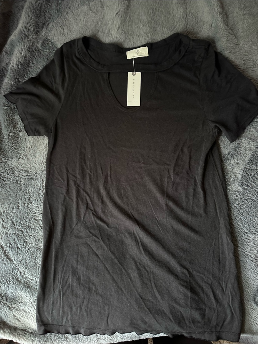 Anthropologie T.La Black Mariela Cut-Out V-Neck Tee - Size S